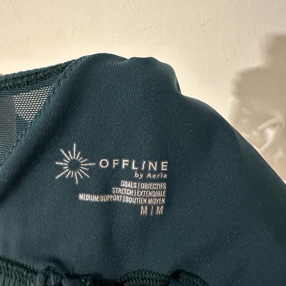 Offline by Aerie ribbed mesh back sports bra- emerald green - Picture 3 of 3